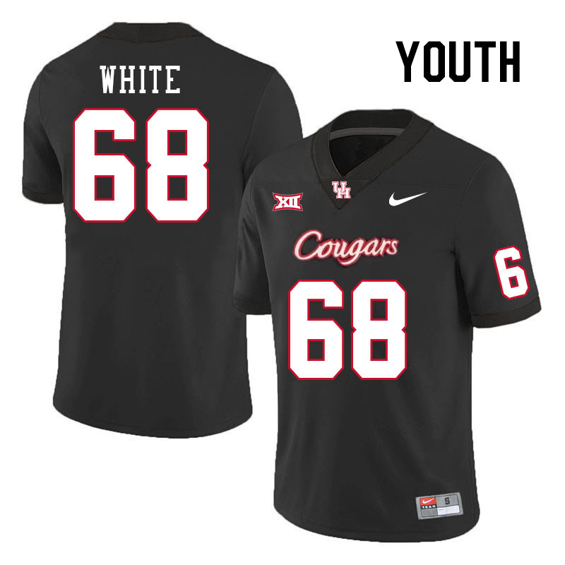 Youth #68 Dakota White Houston Cougars College Football Jerseys Stitched-Black